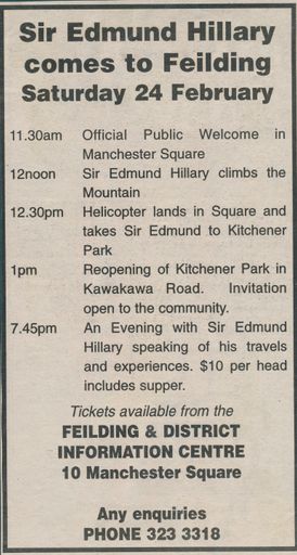 Page 16: Visit of Sir Edmund Hillary