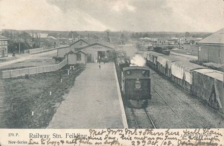 Feilding Railway Station Postcard, c. 1908