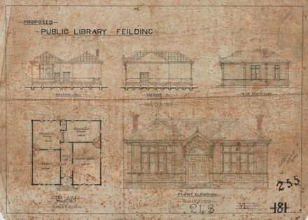 Plans for the Original Feilding Library, c. 1904
