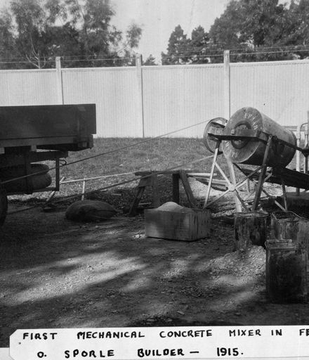 First Mechanical Concrete Mixer in Feilding, c. 1915