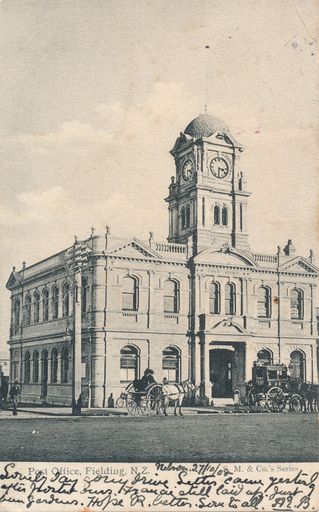 S. M. & Co Postcard - Feilding Post Office, c. 1908