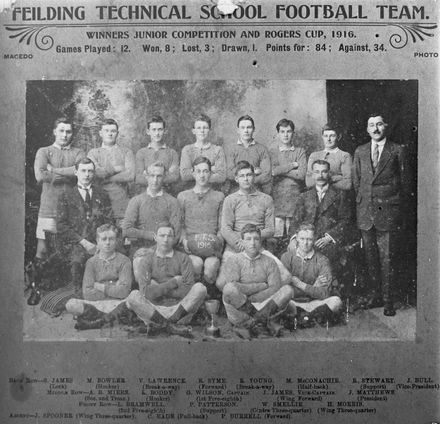 Feilding Technical School Football Team, c. 1916