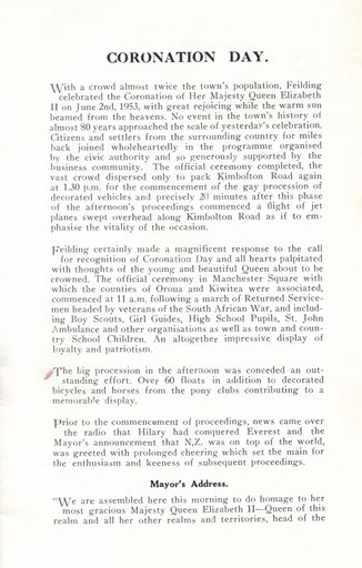 Page 7: Celebration of Queen's Coronation & Visit
