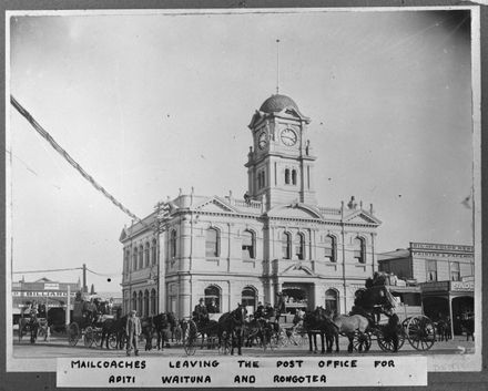 Mailcoaches Outside Feilding Post Office, c. 1900s