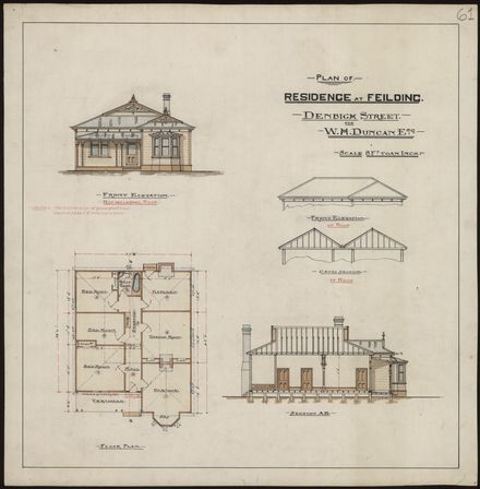 L. G. West, Plan for Residence at Denbigh Street, Feilding
