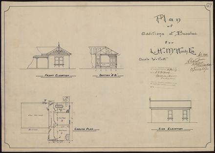 L. G. West, Plan for Additions to Residence, Beaulieu