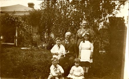 Mr and Mrs Andrew Buchanan of "Jersey Home," Featherston Street, Palmerston North, with four of their grandchildren - Resource cover image