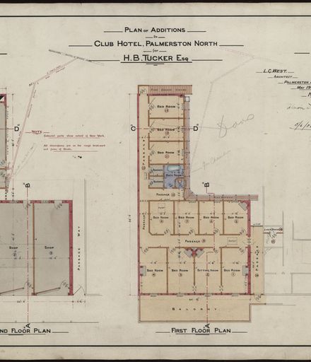 Plans for Additions to the Club Hotel, Church Street