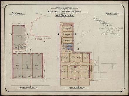 Plans for Additions to the Club Hotel, Church Street