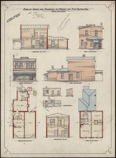 L. G. West, Plan of Shops and Residence for F. G. Hilton