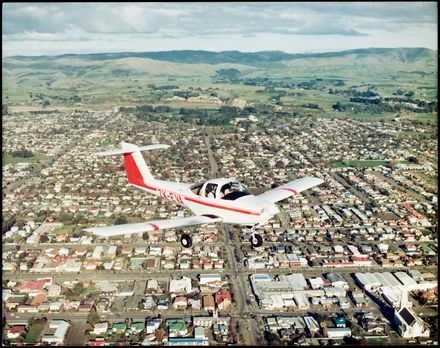 ZK-EVA Piper Tomahawk PA38 ZK-EVA flying over Victoria Avenue