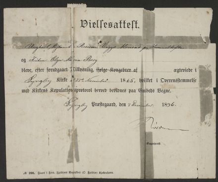 Marriage Certificate: Viggo Monrad and Olga Berg - Resource cover image