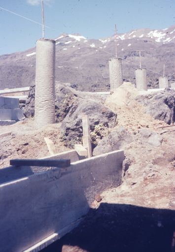 Scouts building Ruapehu Lodge and Snow School - Piles under the Lounge