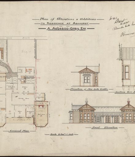 L. G. West, Plan of Alterations and Additions to a Residence, Ashhurst