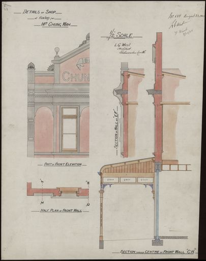 L. G. West, Plans for Shop and Residence for Chung Wah, Foxton