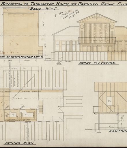 L. G. West, Plan for Totalisator House, Rangitikei Racing Club