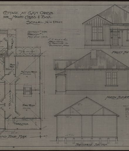 L. G. West & Son, Plan for a Cottage at Glen Oroua