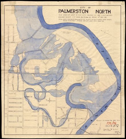Plan showing area within city covered by 1941 Flood Waters