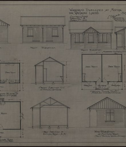 L. G. West & Son, Plans for Workmen's Dwellings at Moutoa