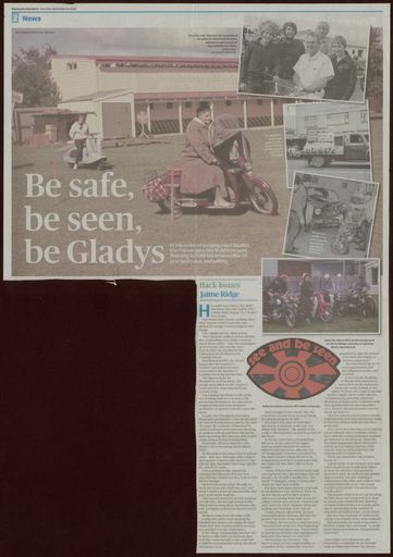 Back Issues:  Be safe, be seen, be Gladys