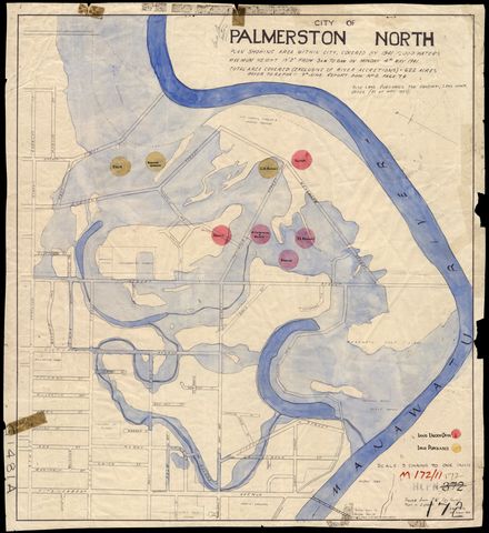 Plan showing area within city covered by 1941 Flood Waters.