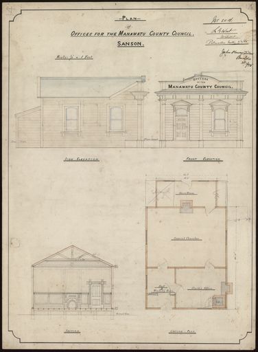 L. G. West, Plan for Offices of the Manawatū County Council, Sanson
