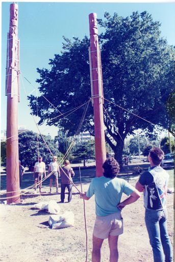 Installation of Pouwhenua for the re-dedication of The Square - Te Marae o Hine