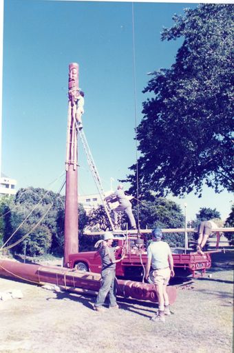 Installation of Pouwhenua for the re-dedication of The Square - Te Marae o Hine