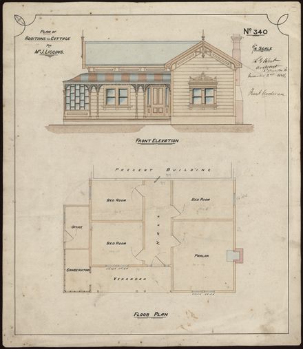 L. G. West, Plan for Additions to a Cottage for Mr. J. Liggins