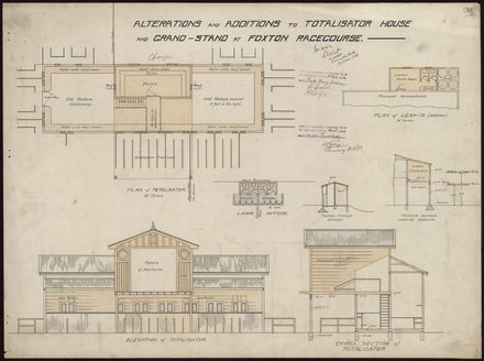 L. G. West, Plan for Additions to Totalisator House and Grandstand, Foxton Racecourse
