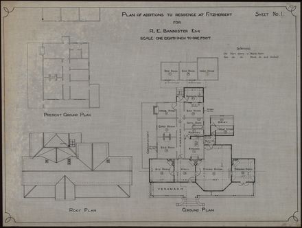 L. G. West, Plans for Extensive Additions to a Residence, Fitzherbert