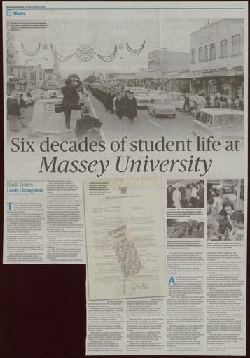Back Issues:  Six decades of student life at Massey University