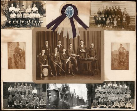 Montage of school photographs and Palmerston North Boys' High School ribbon