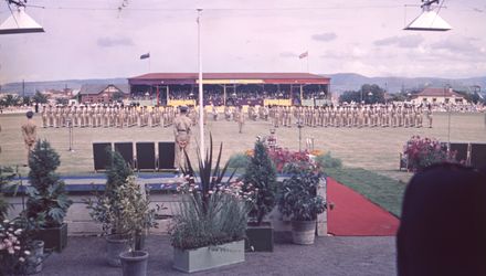 The Queen Mother presents the Squadron Standard to the RNZAF No. 75 Squadron