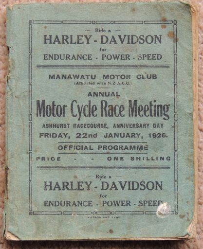 Motorcycle race meet at the Ashhurst racecourse. - Resource cover image