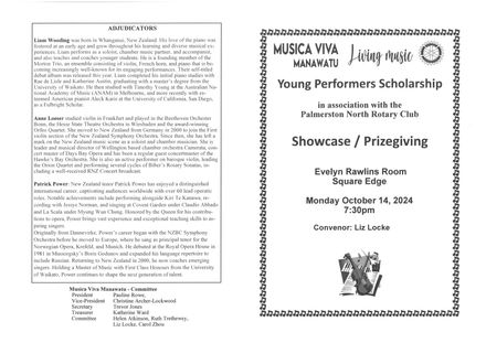 Musica Viva Manawatū Young Performers Showcase Concert programme, 14 October 2024 - Resource cover image