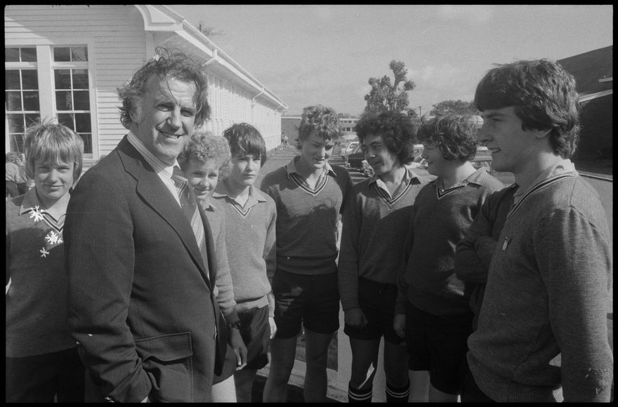 Sir Edmund Hillary visits Boys' High