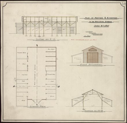 L. G. West, Plan for Additions and Alterations to the Apiti Hotel Stables