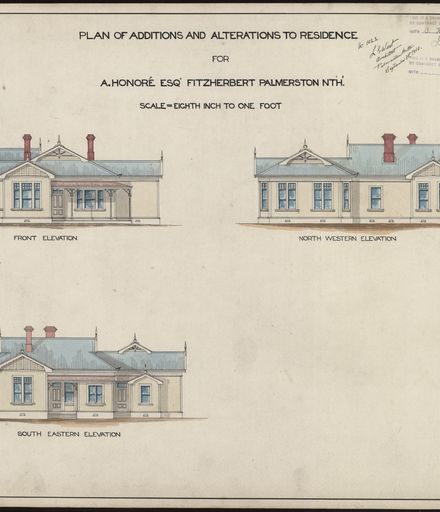 L. G. West, Plan for Additions and Alterations to a Residence, Fitzherbert