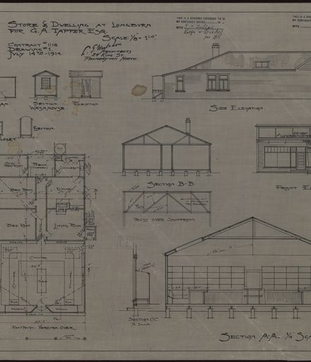 L. G. West & Son, Plan for Store and Dwelling at Longburn