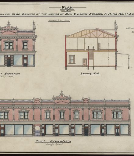 Plans for Shops etc., corner of Main and George Streets