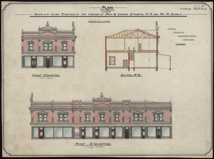 Plans for Shops etc., corner of Main and George Streets