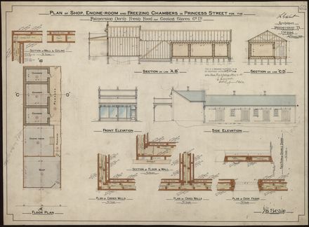 L. G. West, Plan of Shop, Engine-room and Freezing Chambers, Palmerston North Fresh Food and Cooling Stores Co. Ltd