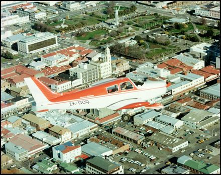 Middle Districts Aero Club's aircraft ZK-DOQ flying over The Square