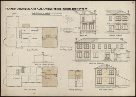 L. G. West, Plan of Additions and Alterations to High School, Grey Street