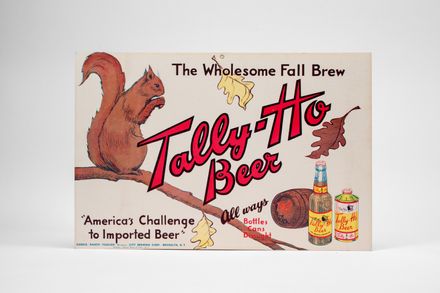 Tally-Ho Beer Squirrel Cardboard Sign