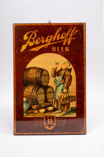 Berghoff 1887 Monk Drinking From The Tap Sign
